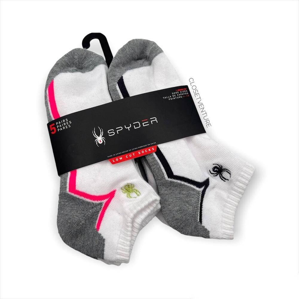 Spyder Low Cut White Grey 5 Pairs Socks Women’s Size 4-10